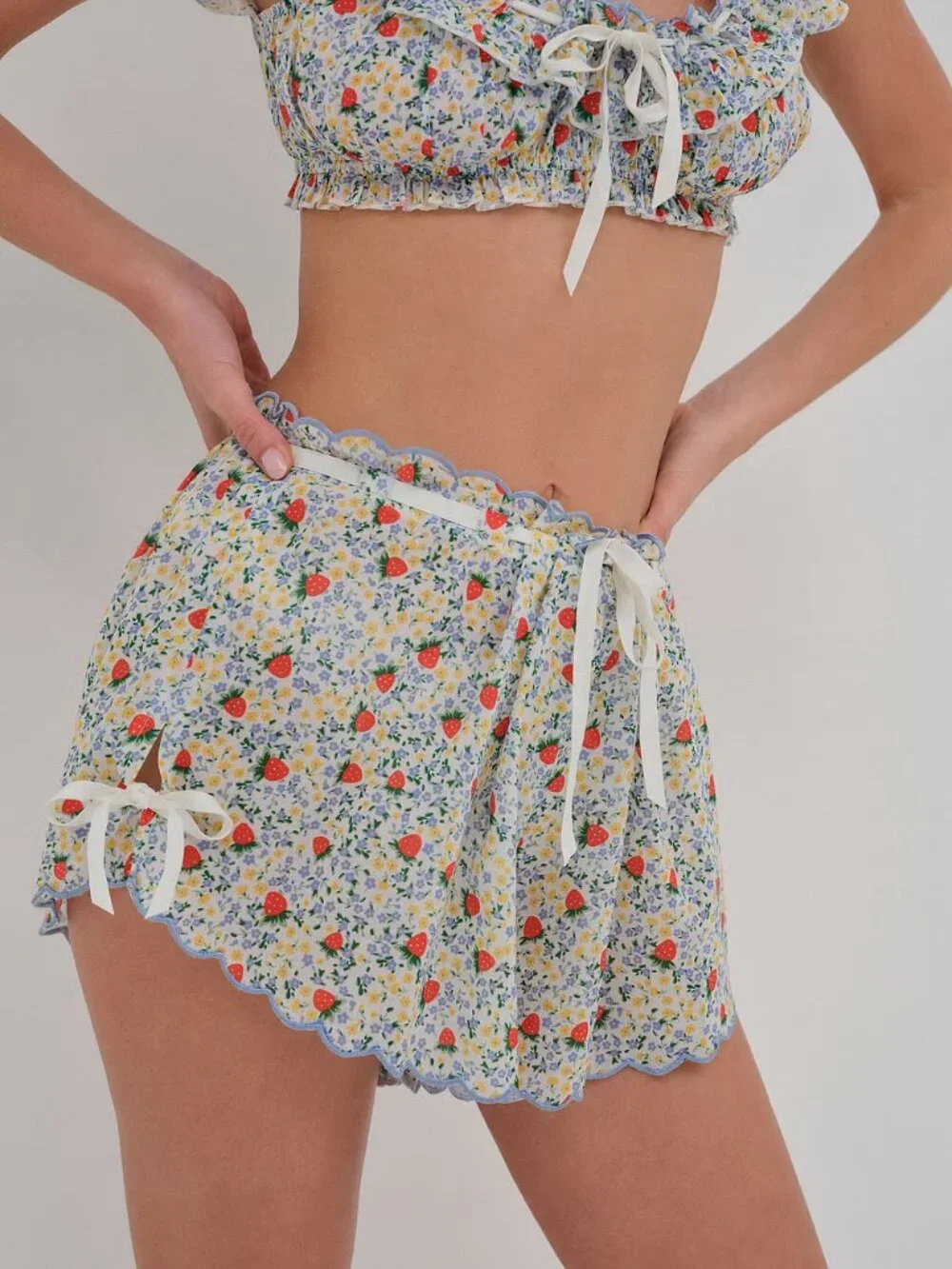 For Love & Lemons Strawberry Kiss Crop Top (S) + Short (S) Set | Small | NWT